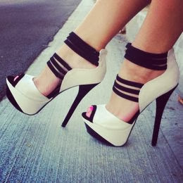 black and white platform heels